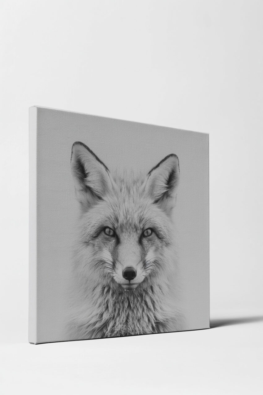 Fotografie Poster Fuchs frontal schwarz-weiß