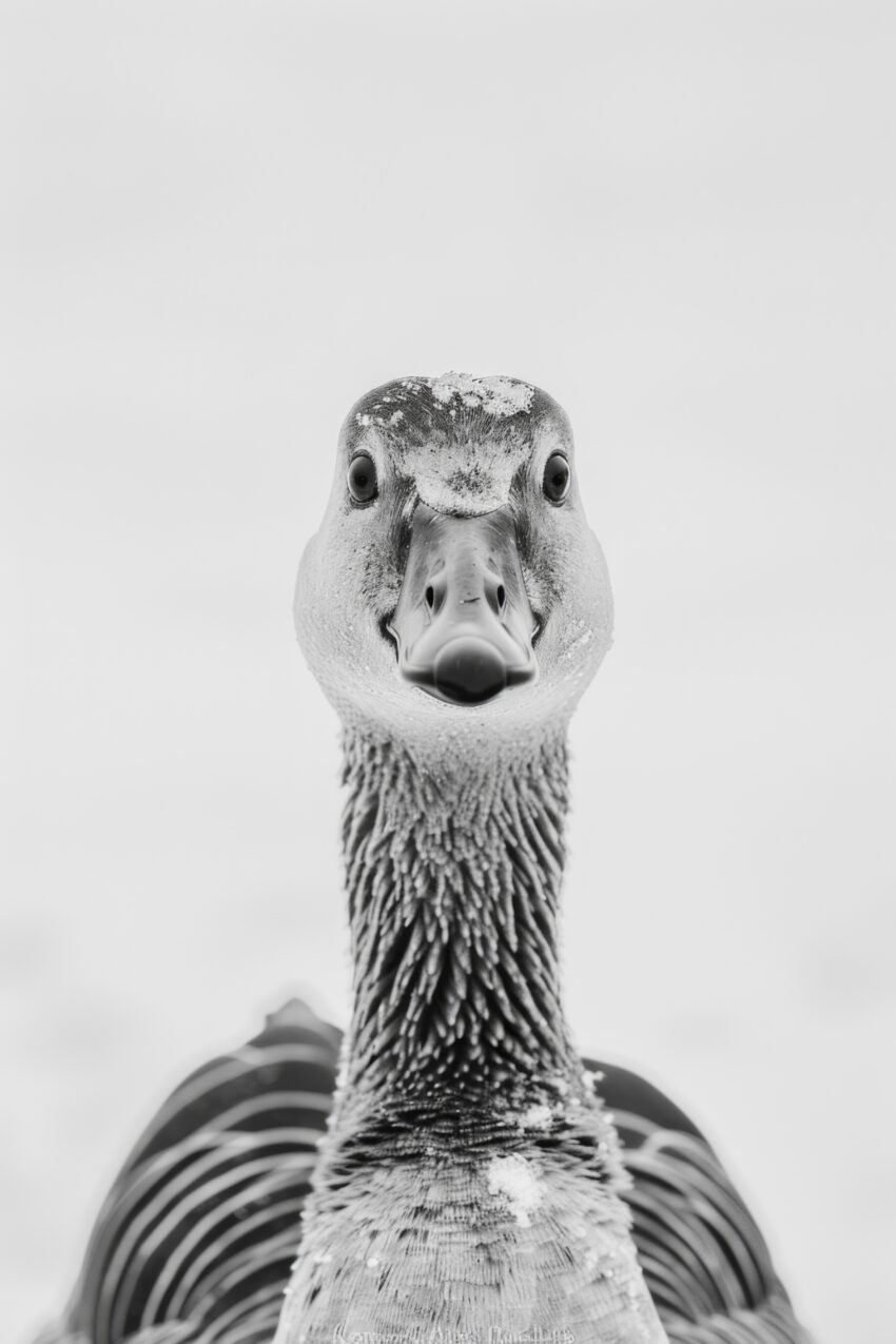 Fotografie Poster Gans intensiver Blick schwarz-weiß