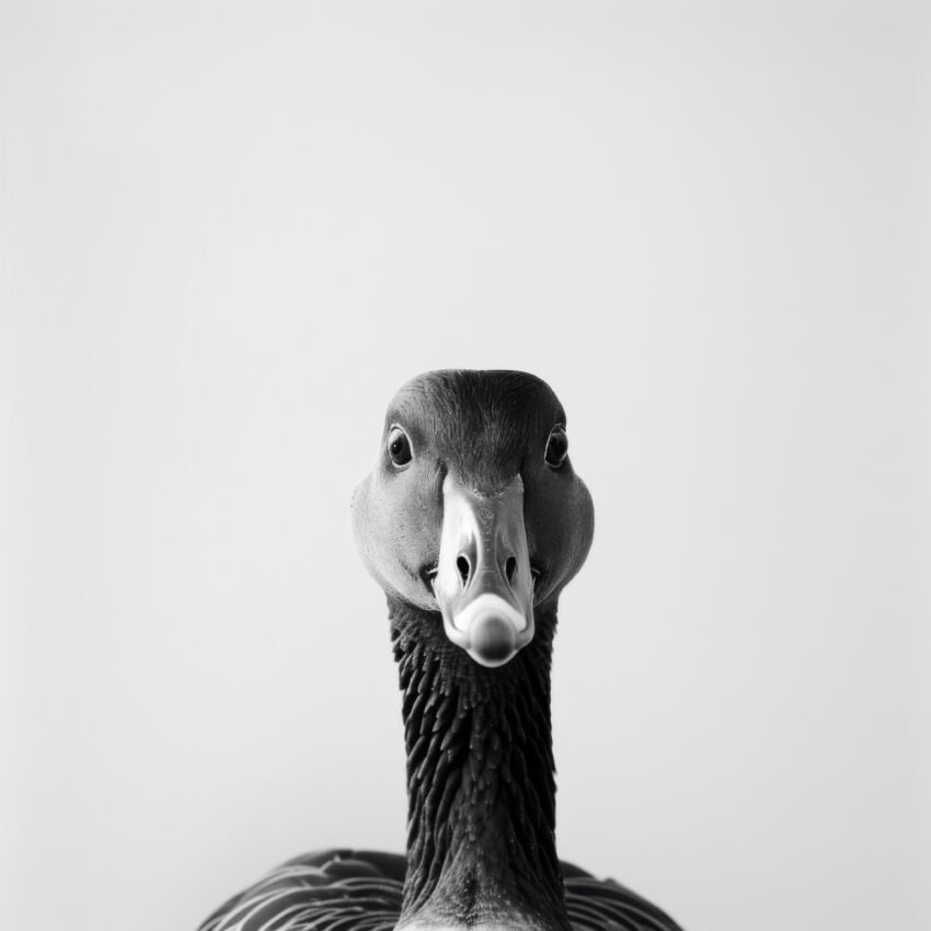 Fotografie Poster Stockente frontal schwarz-weiß