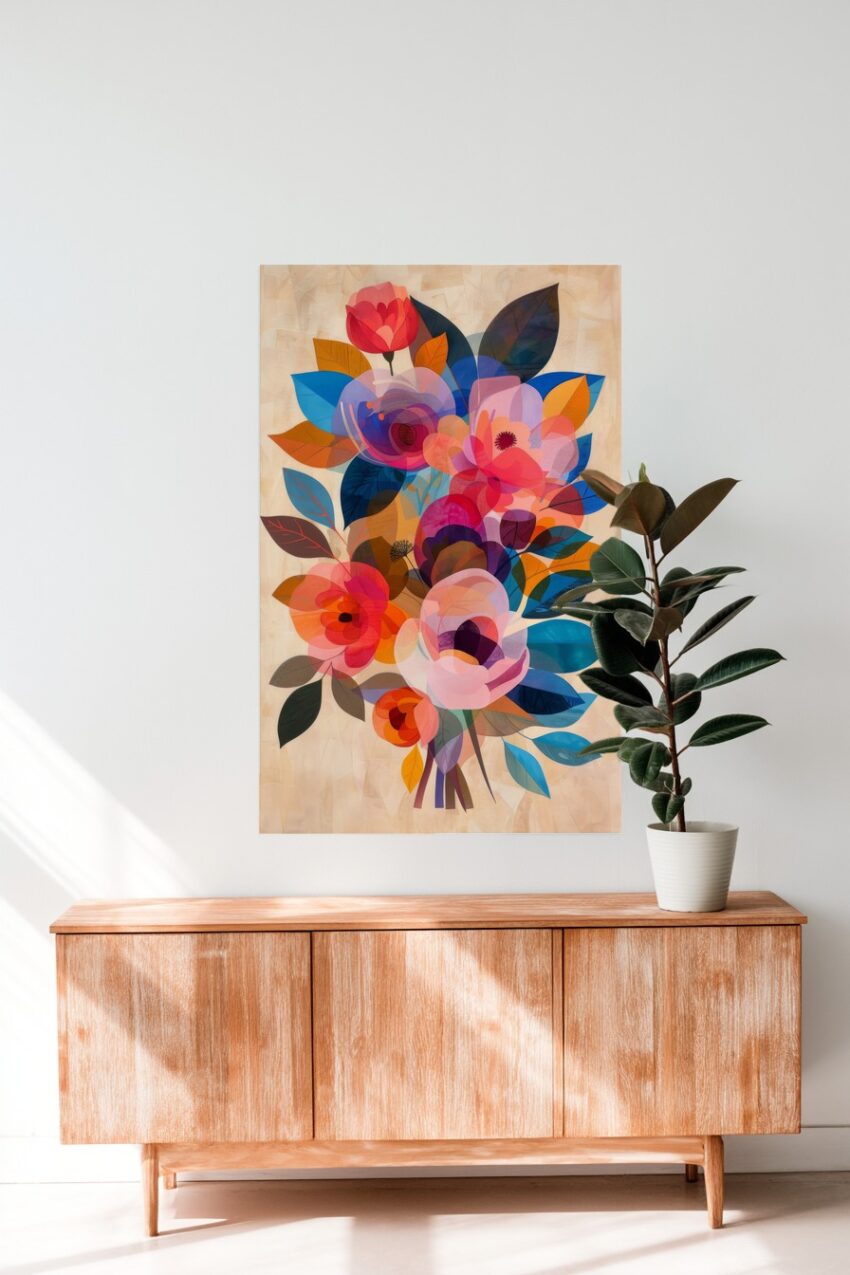 Digitale Kunst Poster Blumenstrauß bunt transparent und farbig