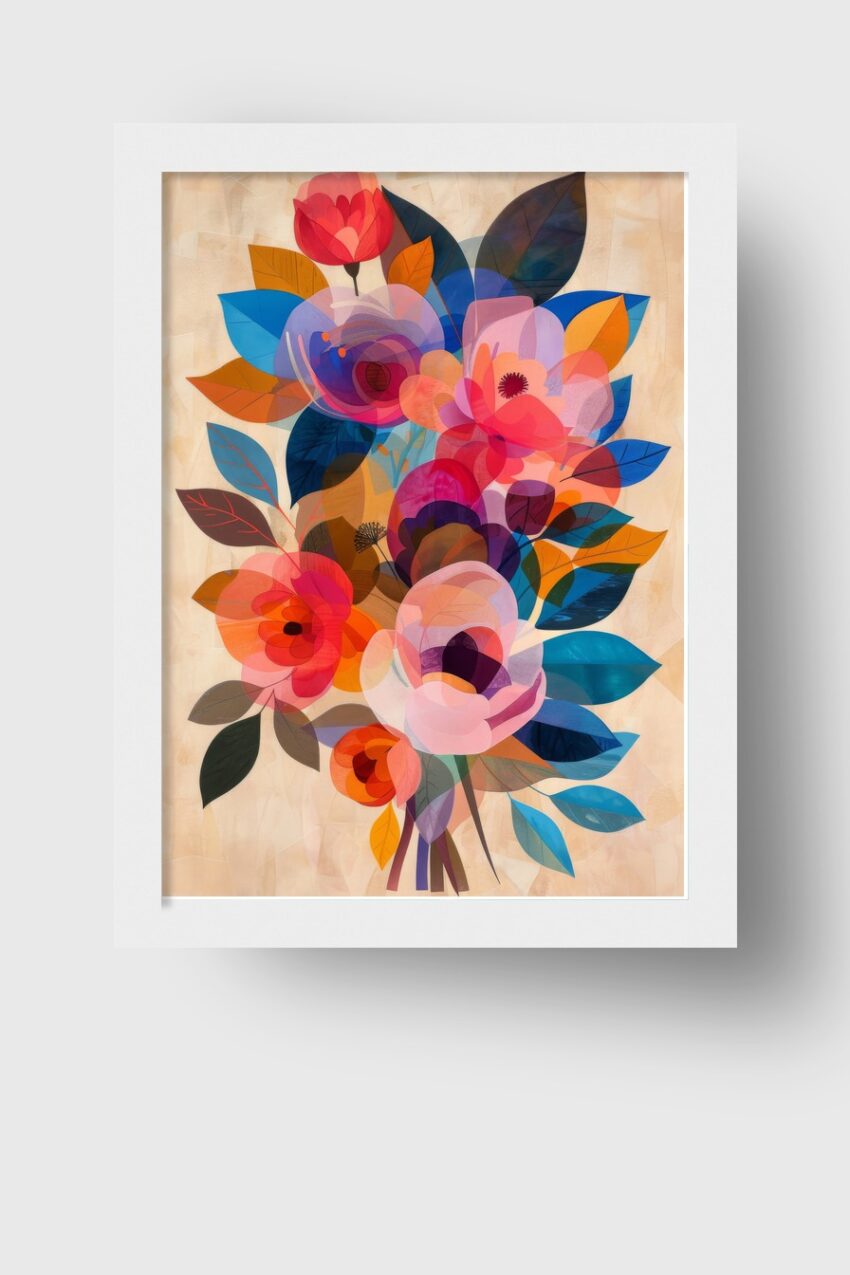 Digitale Kunst Poster Blumenstrauß bunt transparent und farbig