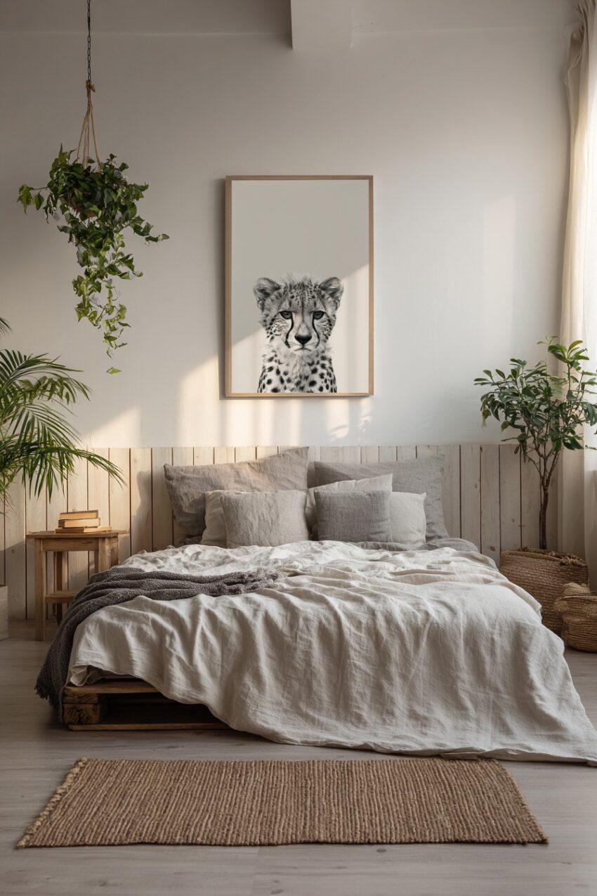 Fotografie Poster Gepard Porträt schwarz-weiß frontal