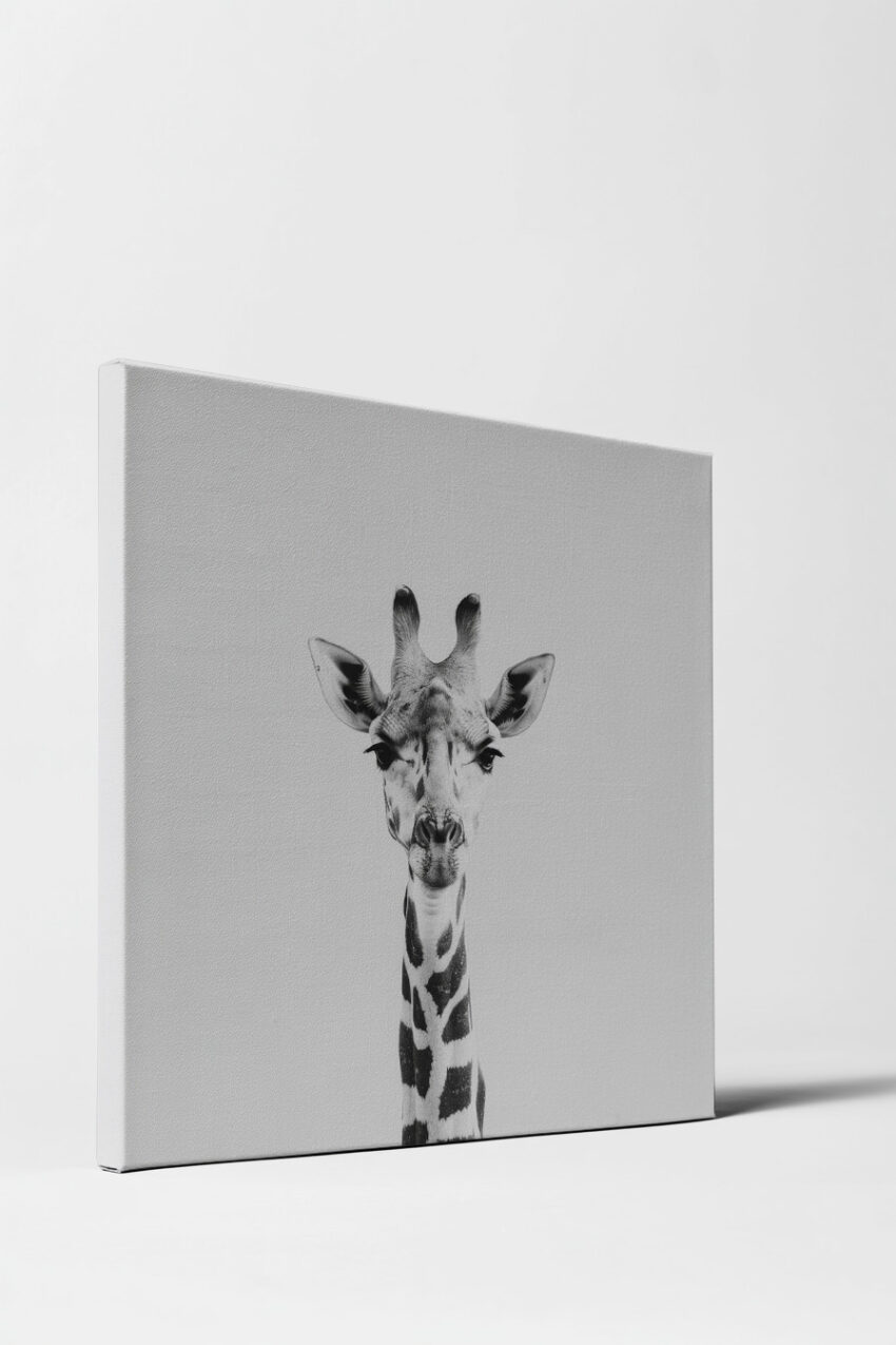 Fotografie Poster Giraffe Porträt nah schwarz-weiß