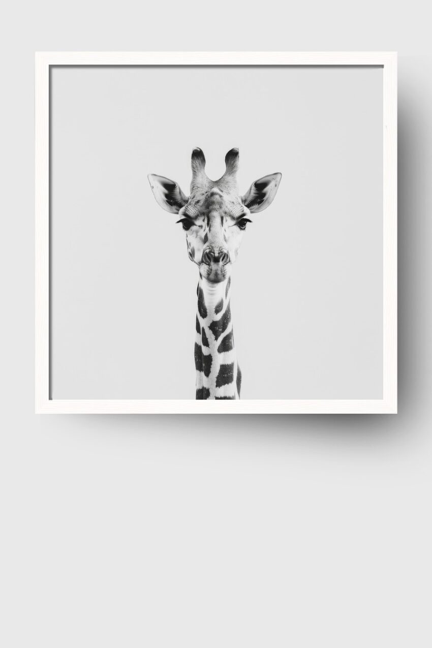 Fotografie Poster Giraffe Porträt nah schwarz-weiß