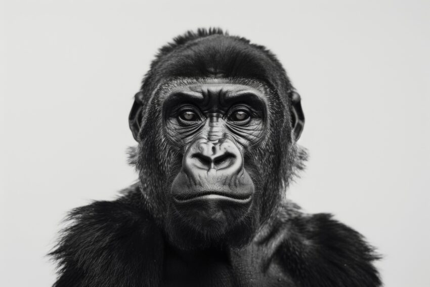 Fotografie Poster Gorilla Porträt Schwarz-Weiß intensiv