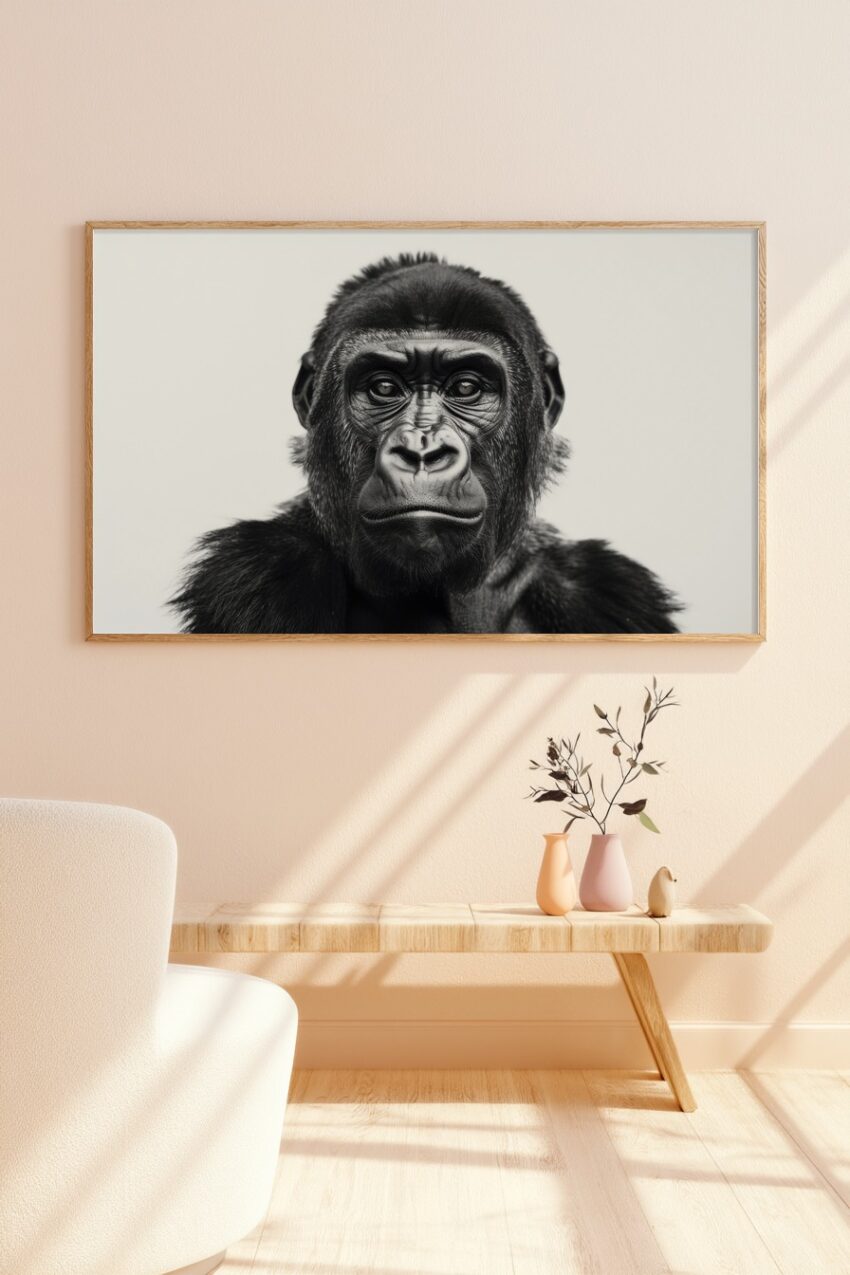 Fotografie Poster Gorilla Porträt Schwarz-Weiß intensiv