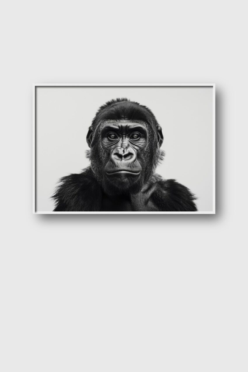 Fotografie Poster Gorilla Porträt Schwarz-Weiß intensiv