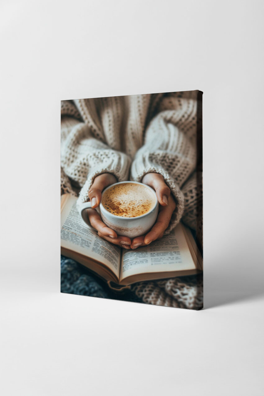 Fotografie Poster Kaffee Tasse Hände Milchkaffee warm