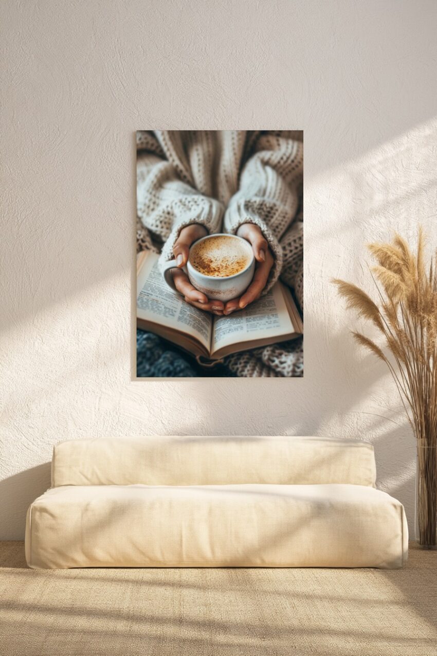 Fotografie Poster Kaffee Tasse Hände Milchkaffee warm