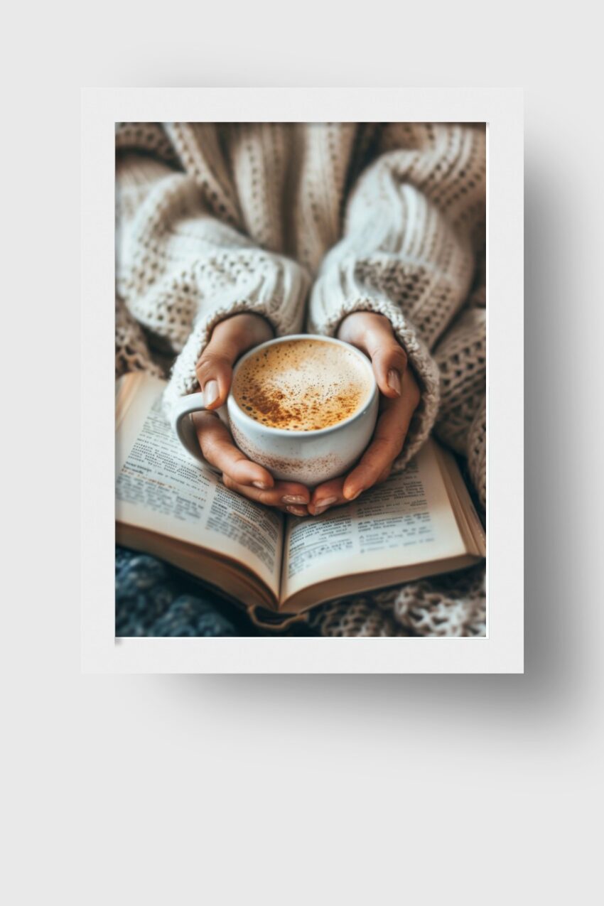 Fotografie Poster Kaffee Tasse Hände Milchkaffee warm