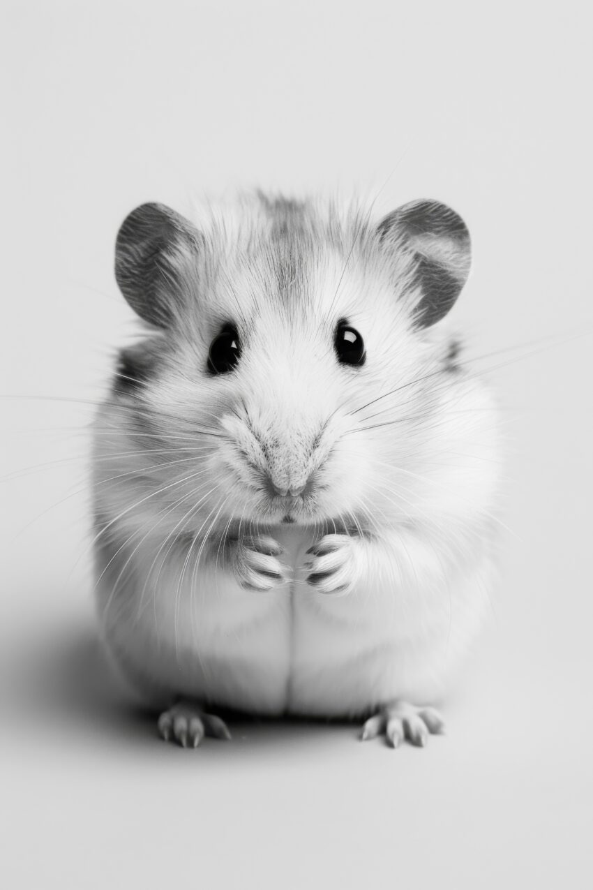 Fotografie Poster Hamster Nahaufnahme schwarz-weiß