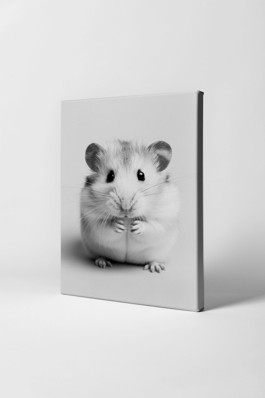 Fotografie Poster Hamster Nahaufnahme schwarz-weiß