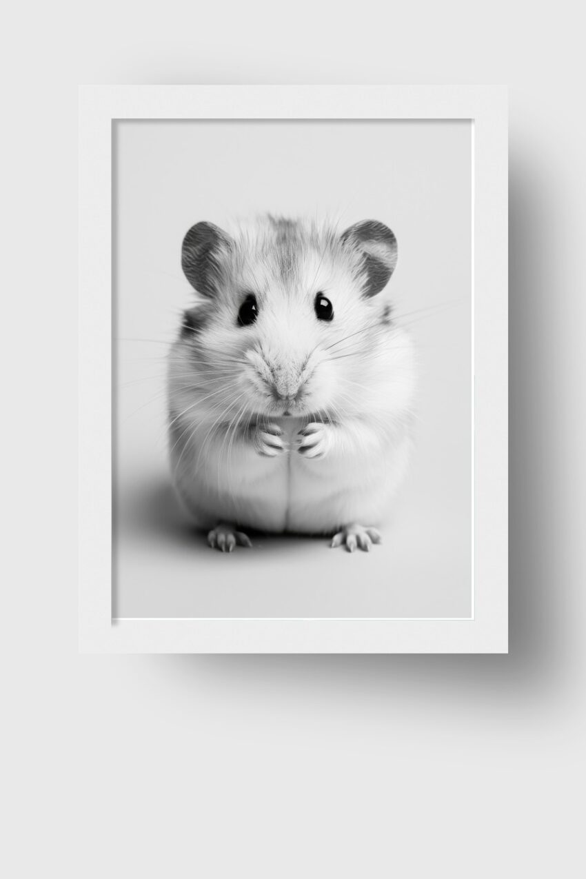 Fotografie Poster Hamster Nahaufnahme schwarz-weiß