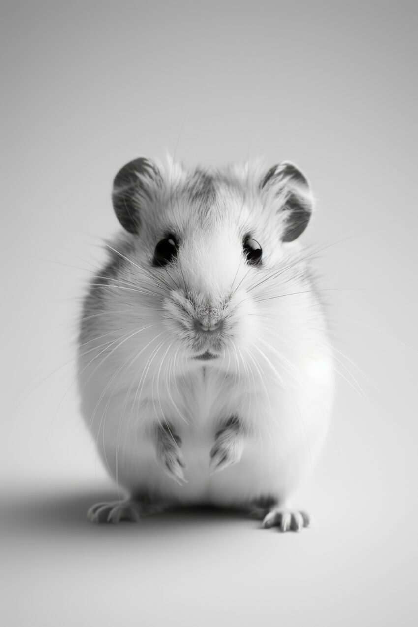 Fotografie Poster Hamster Schnurrhaare schwarz-weiß minimal