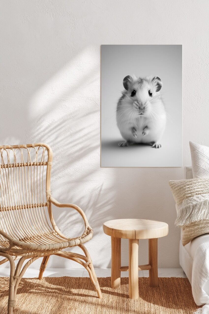 Fotografie Poster Hamster Schnurrhaare schwarz-weiß minimal