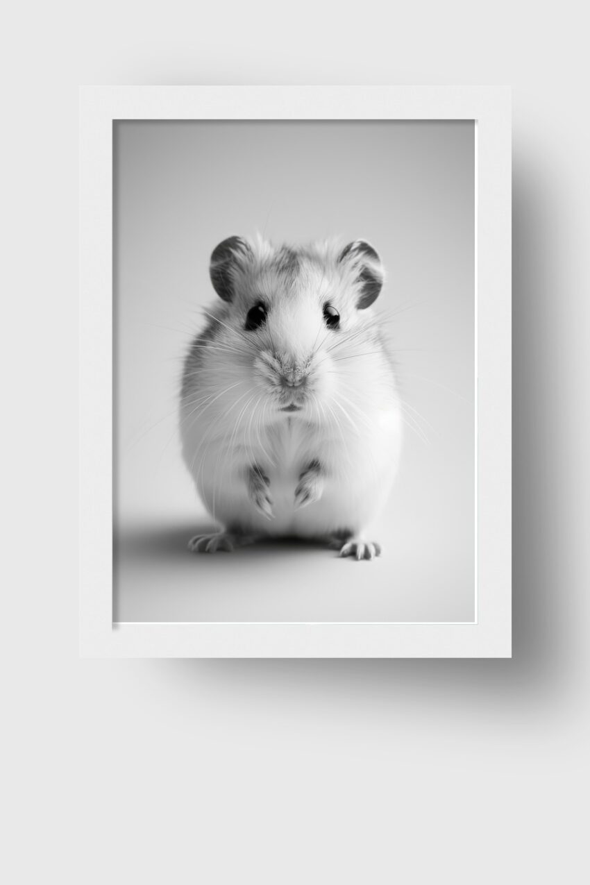 Fotografie Poster Hamster Schnurrhaare schwarz-weiß minimal