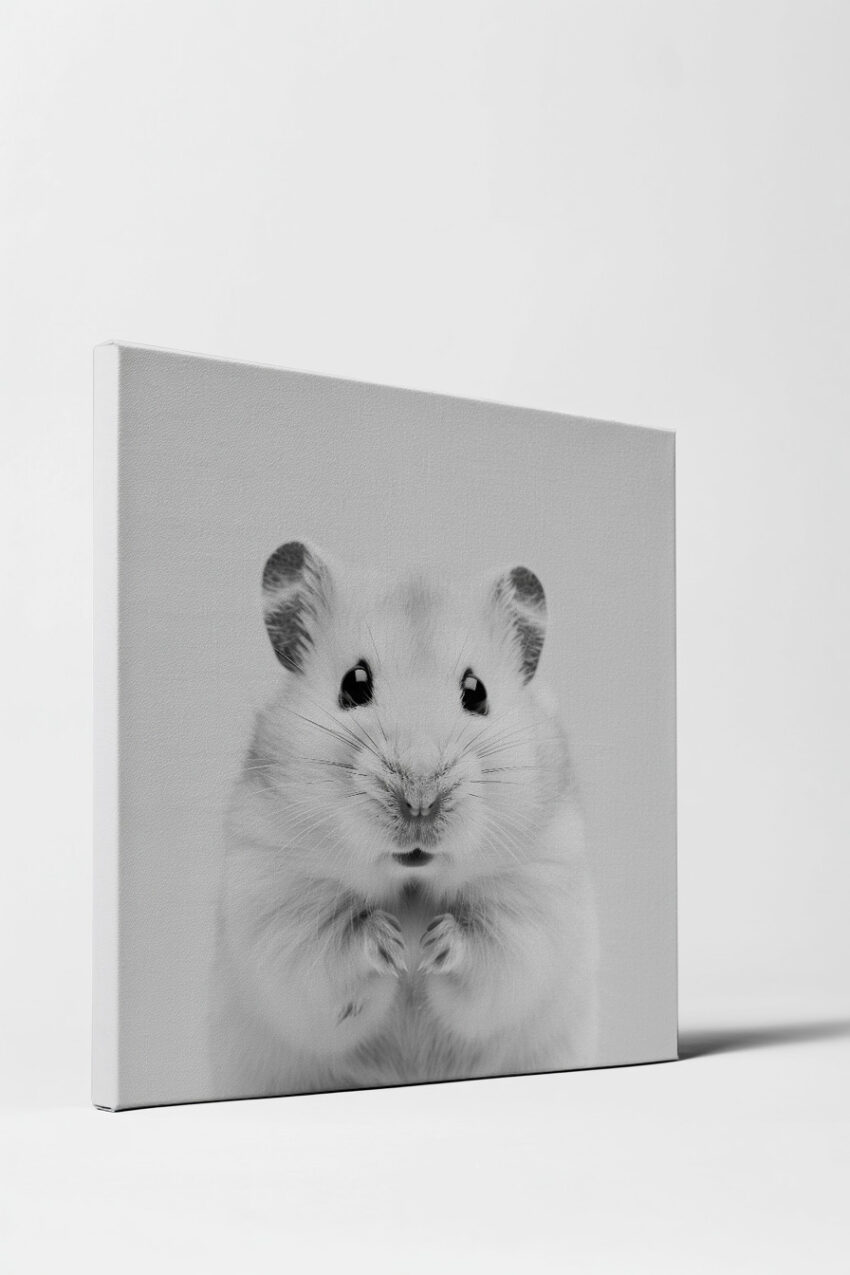 Fotografie Poster Hamster schwarz-weiß Nahaufnahme
