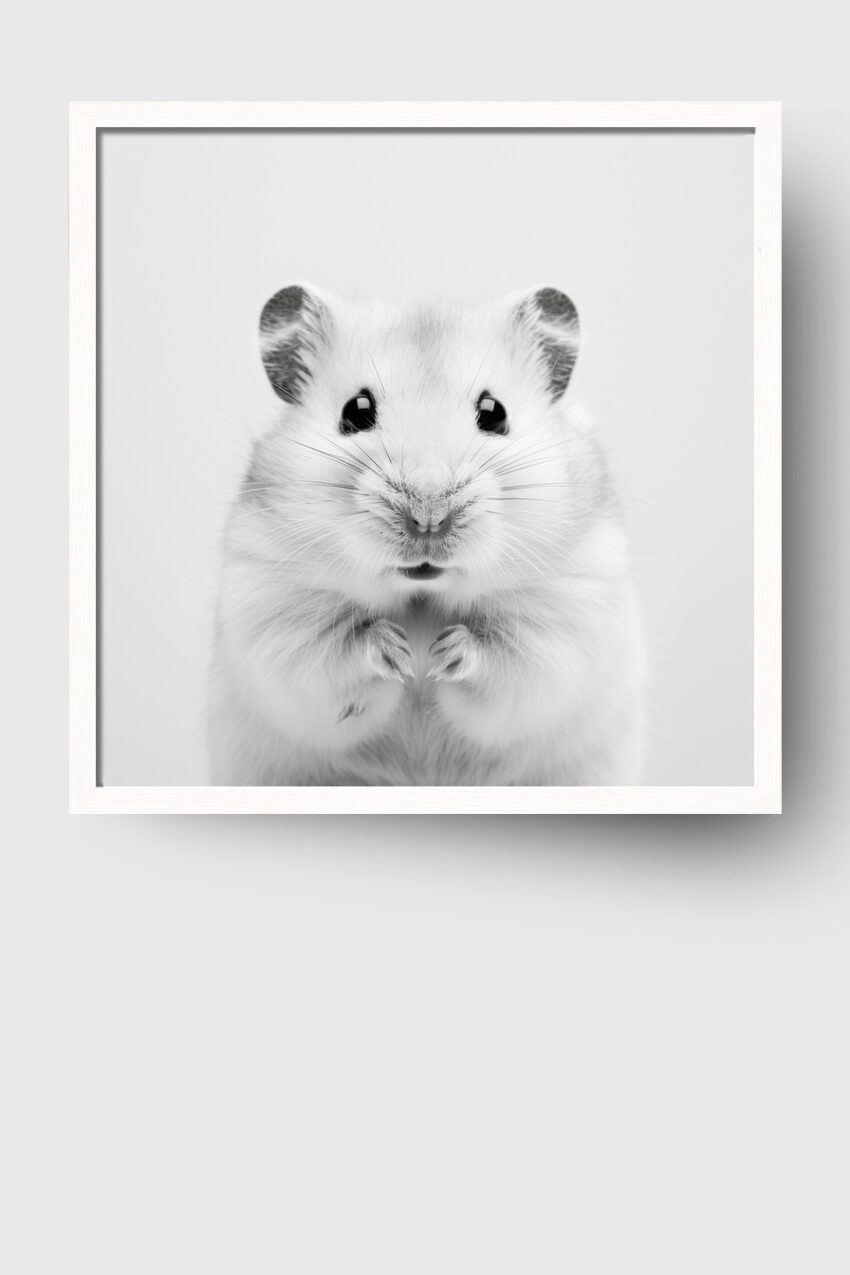 Fotografie Poster Hamster schwarz-weiß Nahaufnahme