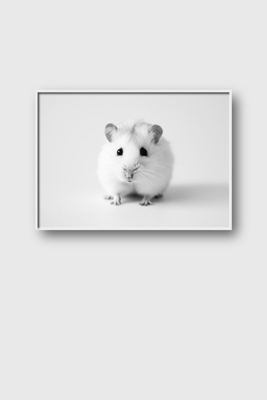 Fotografie Poster Hamster schwarz-weiß minimalistisch