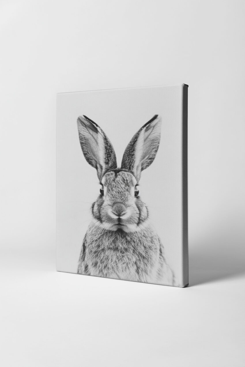 Fotografie Poster Kaninchen Ohren frontal schwarz-weiß