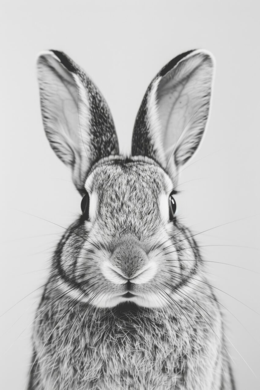Fotografie Poster Kaninchen Porträt schwarz-weiß detailreich