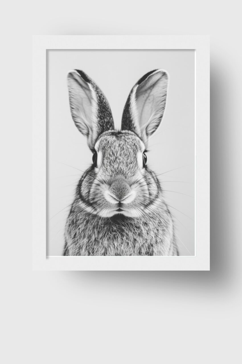 Fotografie Poster Kaninchen Porträt schwarz-weiß detailreich