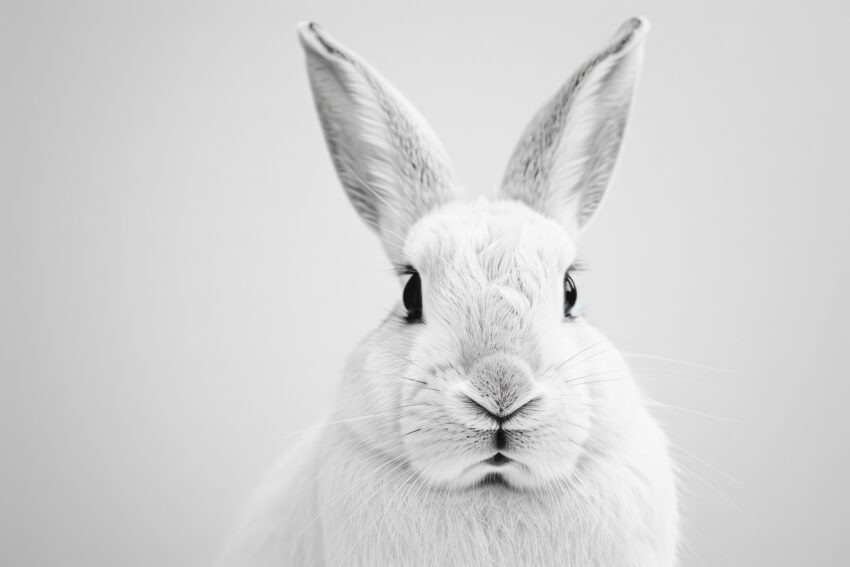 Fotografie Poster Kaninchen frontal schwarz-weiß