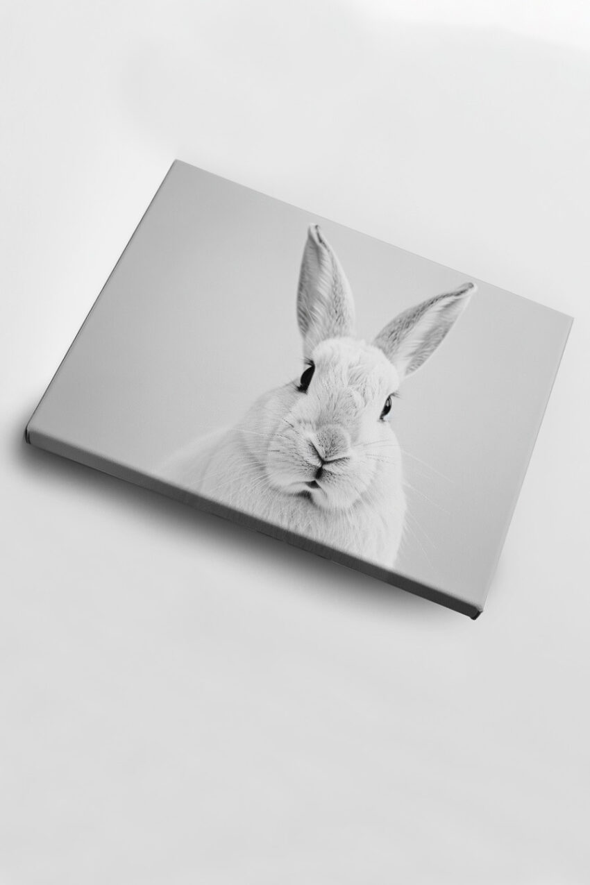 Fotografie Poster Kaninchen frontal schwarz-weiß