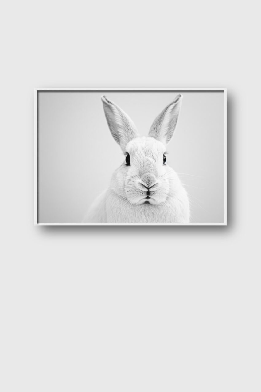 Fotografie Poster Kaninchen frontal schwarz-weiß