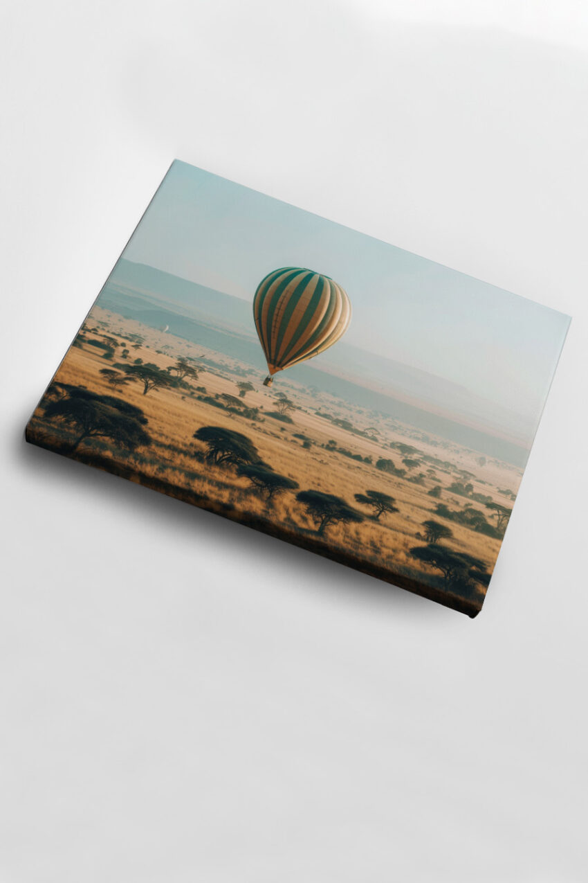 Fotografie Poster Heißluftballon Landschaft Savanne Morgen