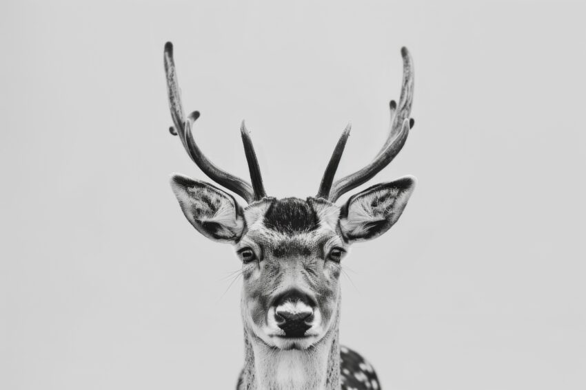 Fotografie Poster Damhirsch Porträt schwarz-weiß