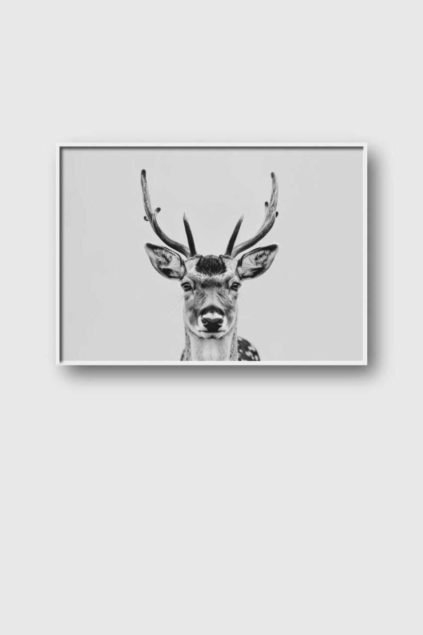 Fotografie Poster Damhirsch Porträt schwarz-weiß