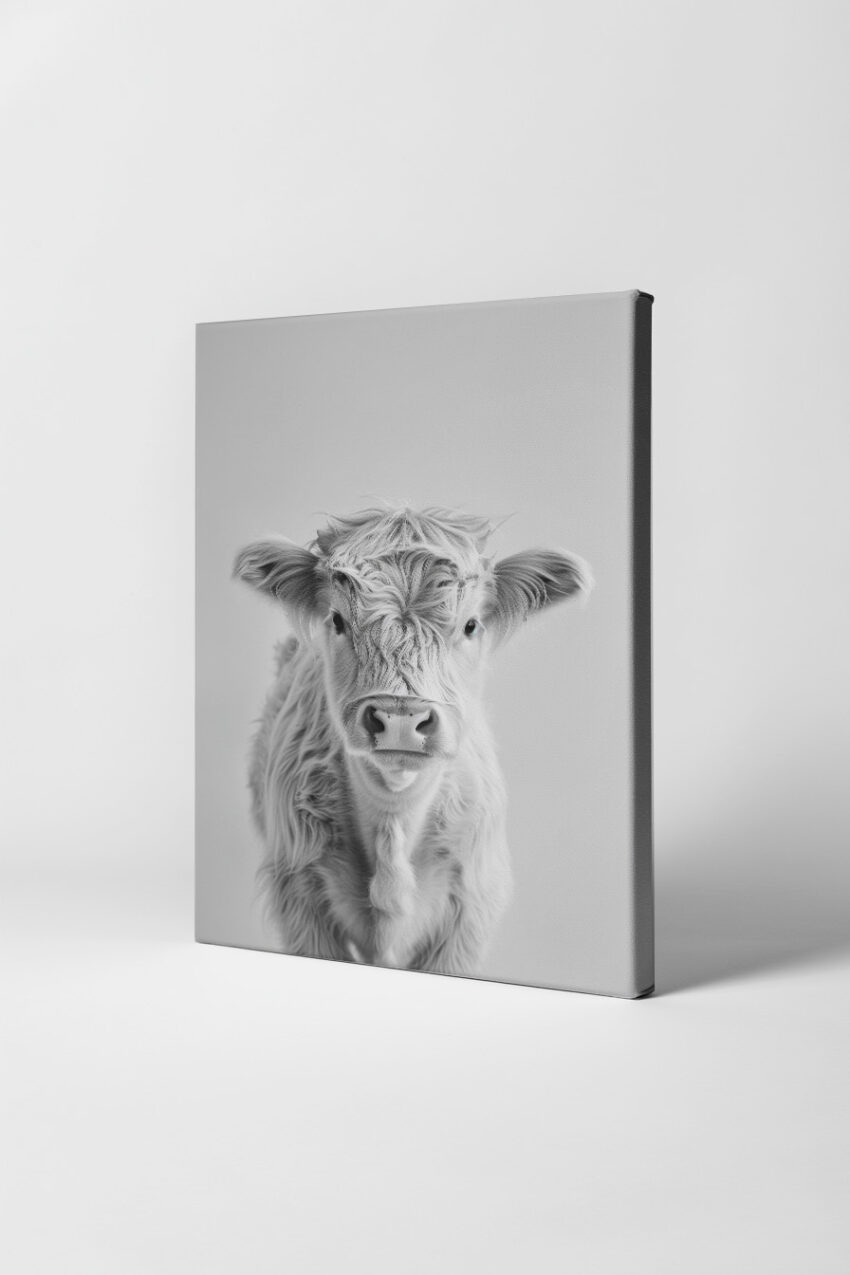 Fotografie Poster Kalb frontal schwarz-weiß