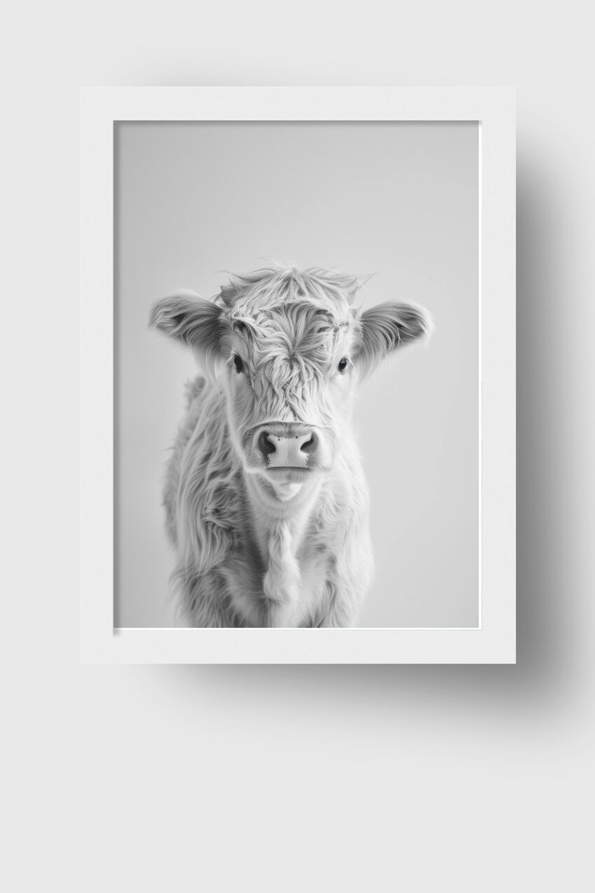 Fotografie Poster Kalb frontal schwarz-weiß