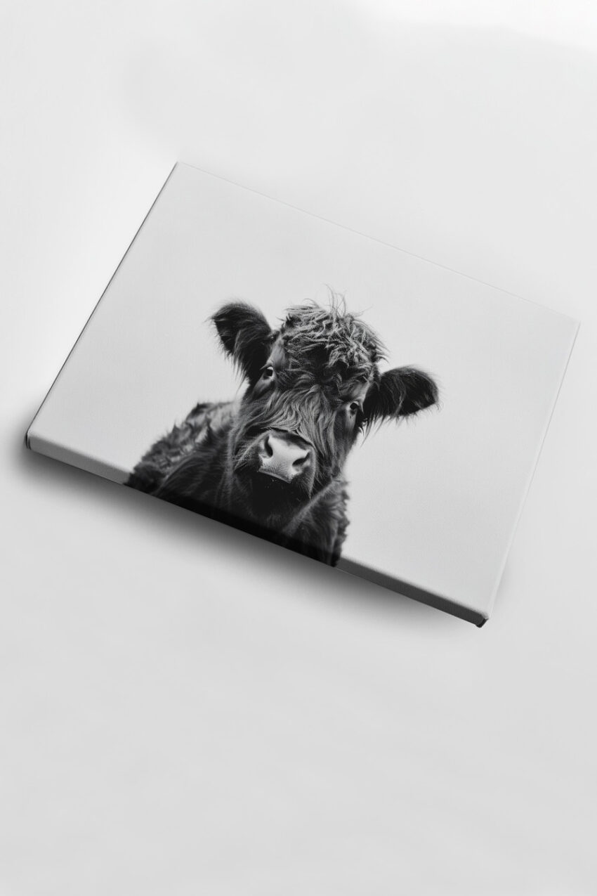 Fotografie Poster Kalb Fellstruktur schwarz-weiß detailliert