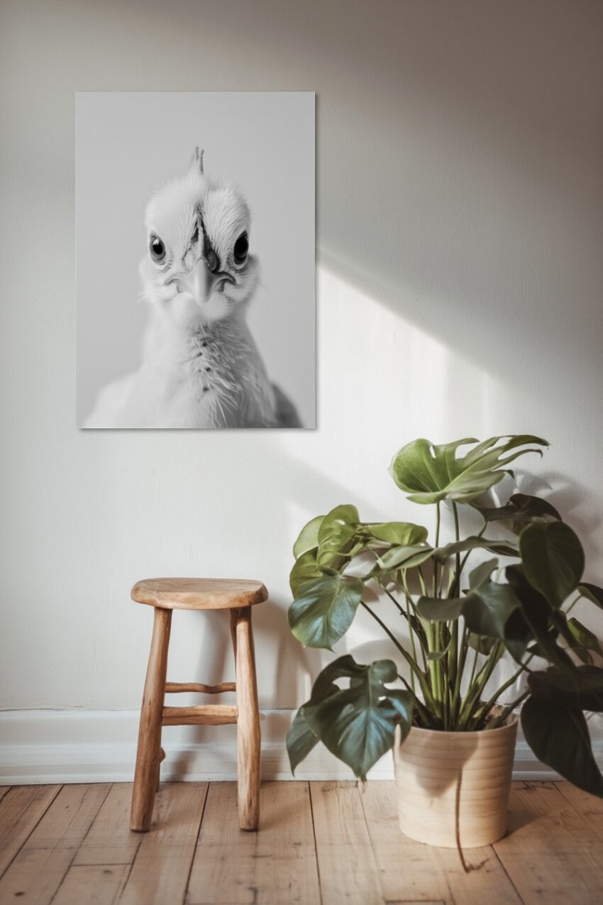 Fotografie Poster Huhn Porträt schwarz-weiß klar