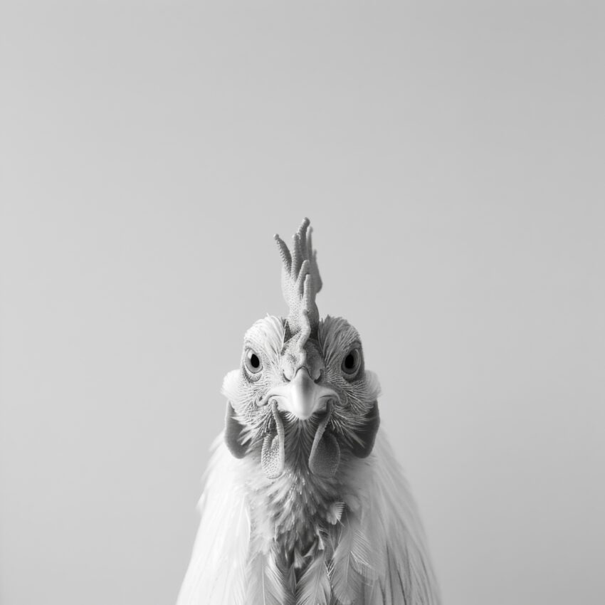 Fotografie Poster Hahn frontal weiß minimalistisch