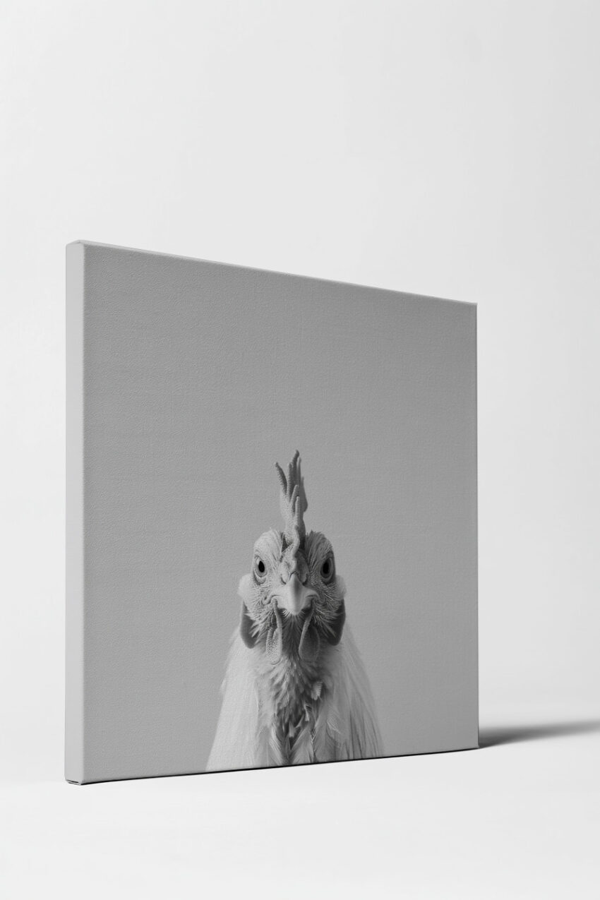 Fotografie Poster Hahn frontal weiß minimalistisch