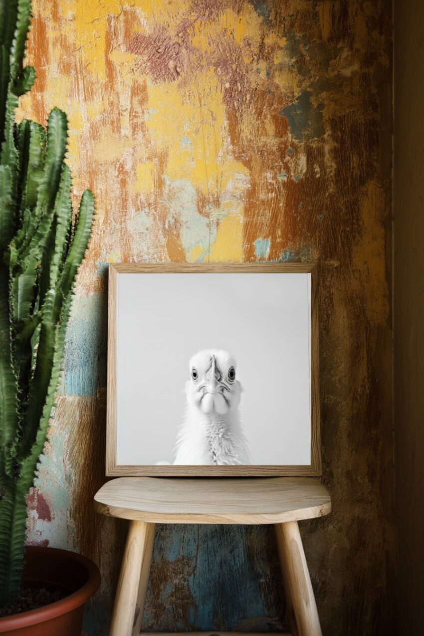 Fotografie Poster Truthahn frontal weiß schwarz-weiß