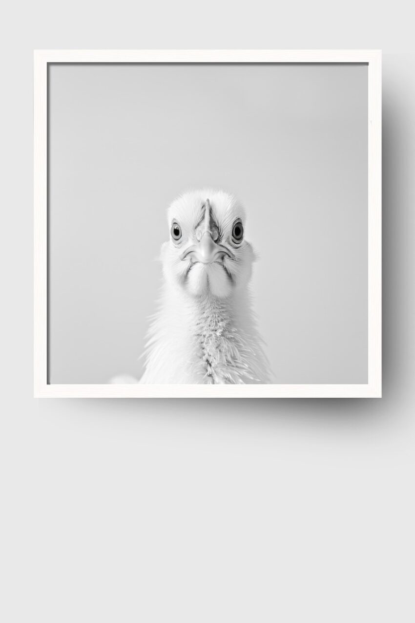 Fotografie Poster Truthahn frontal weiß schwarz-weiß