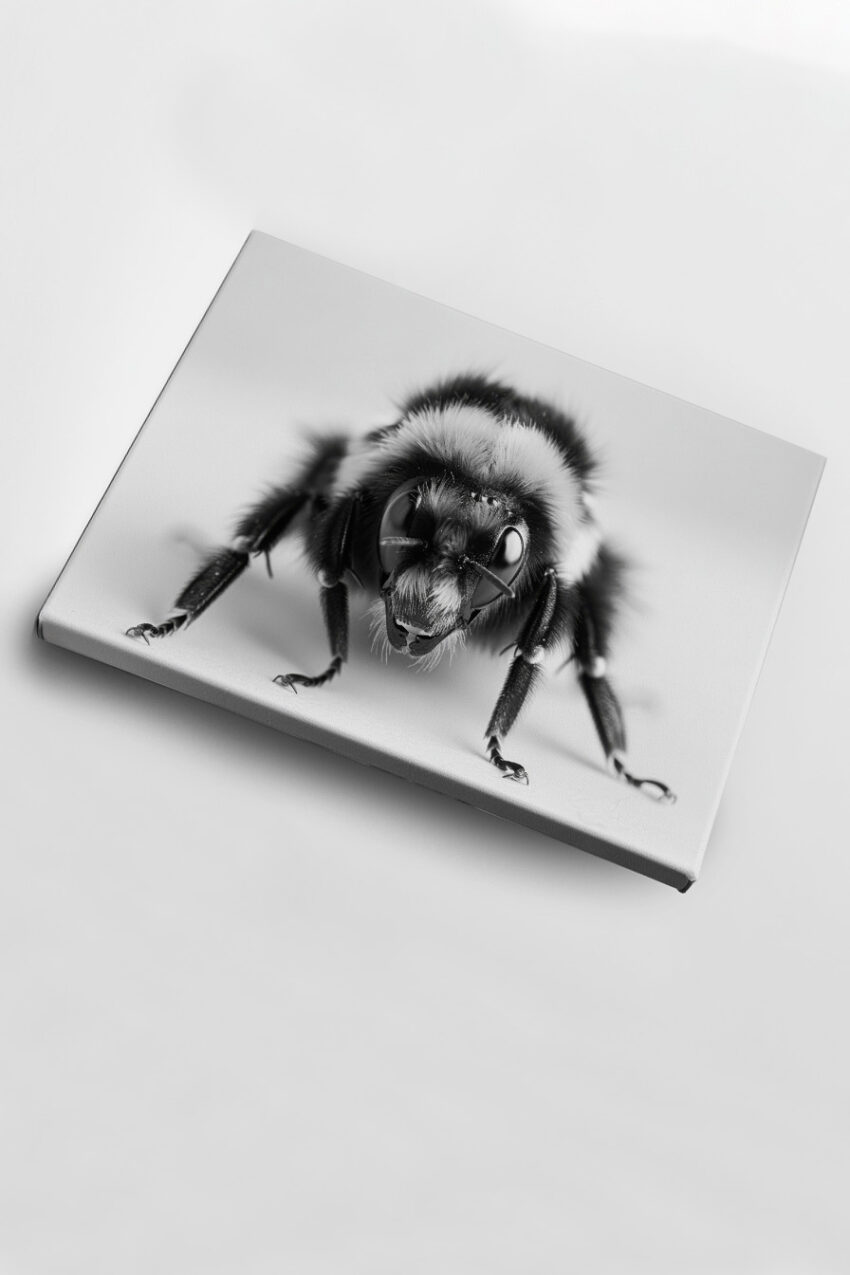 Fotografie Poster Hummel Nahaufnahme schwarz-weiß detailliert