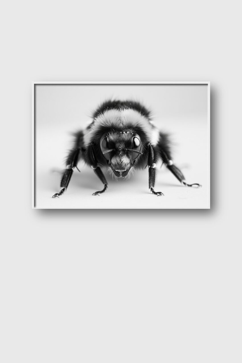 Fotografie Poster Hummel Nahaufnahme schwarz-weiß detailliert