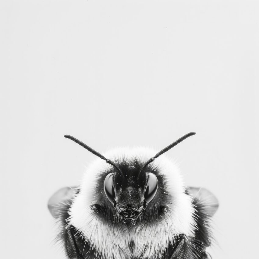 Fotografie Poster Hummel Kopf Schwarz-Weiß detailliert