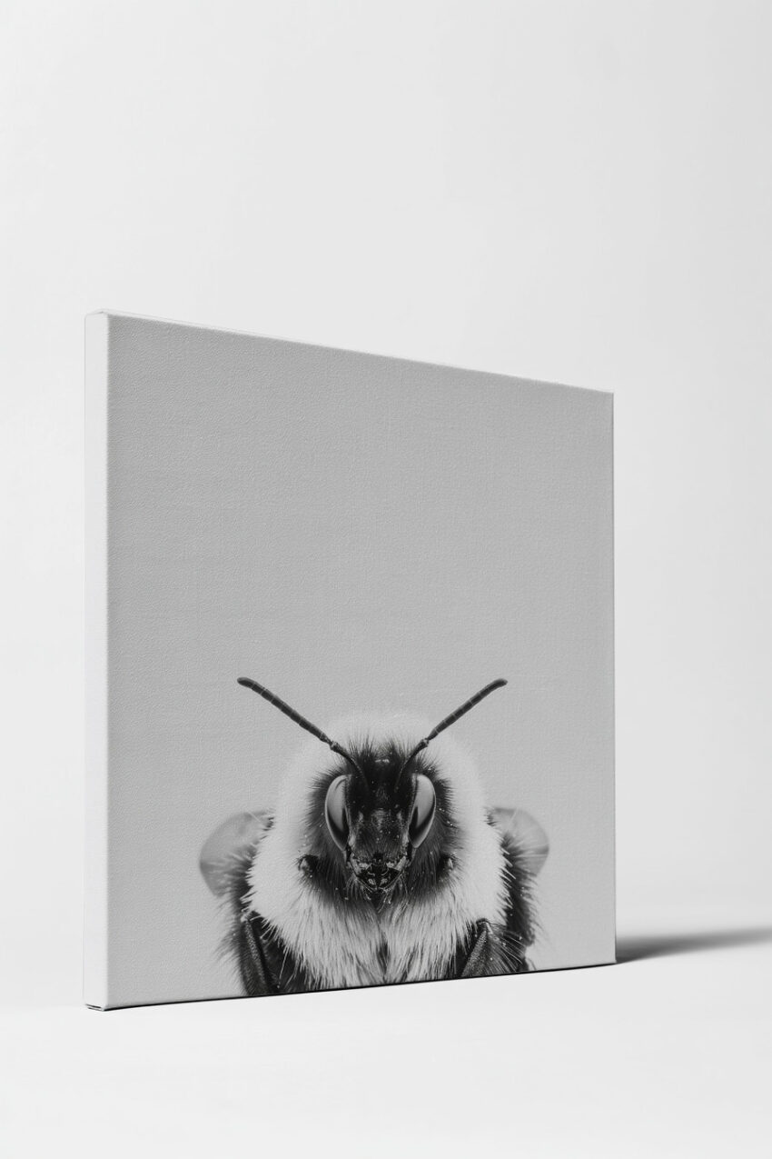 Fotografie Poster Hummel Kopf Schwarz-Weiß detailliert