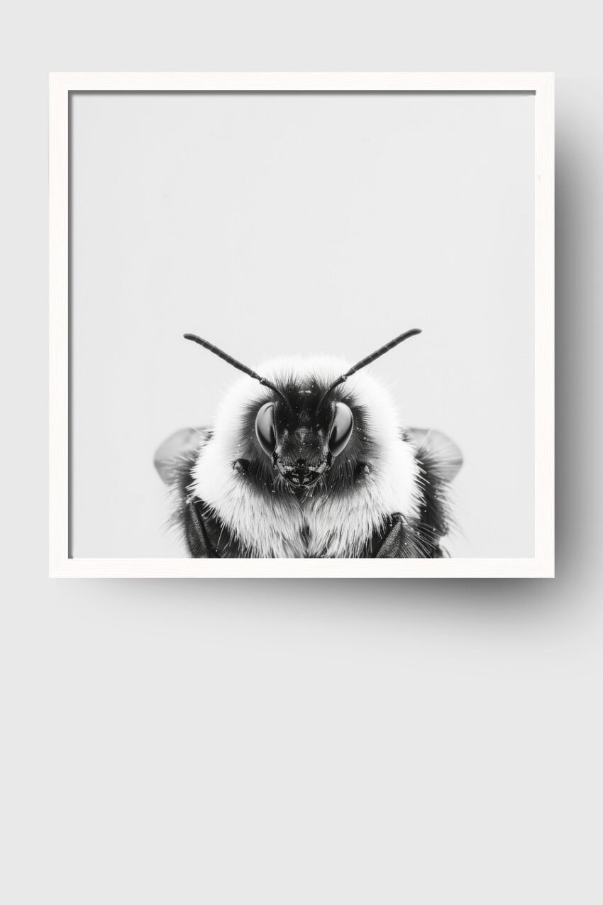 Fotografie Poster Hummel Kopf Schwarz-Weiß detailliert