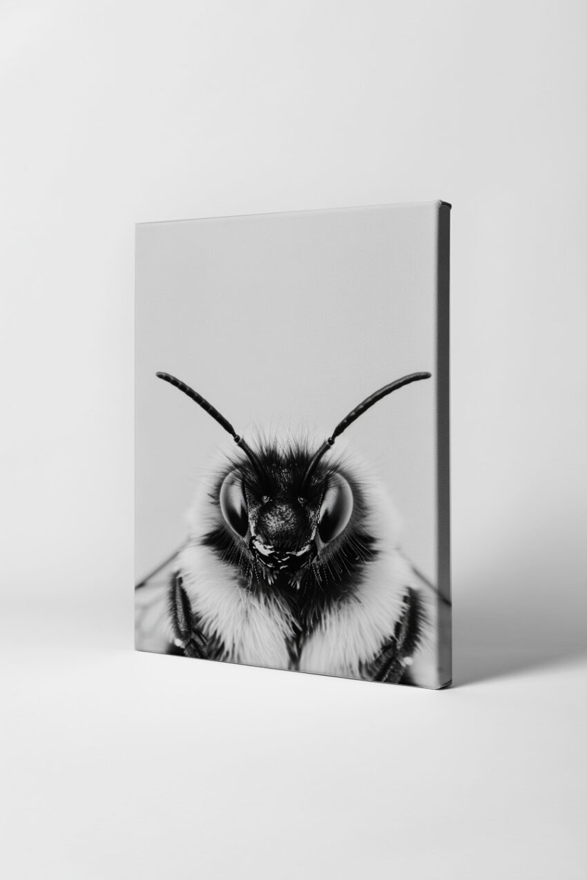 Fotografie Poster Hummel frontal schwarz-weiß minimalistisch