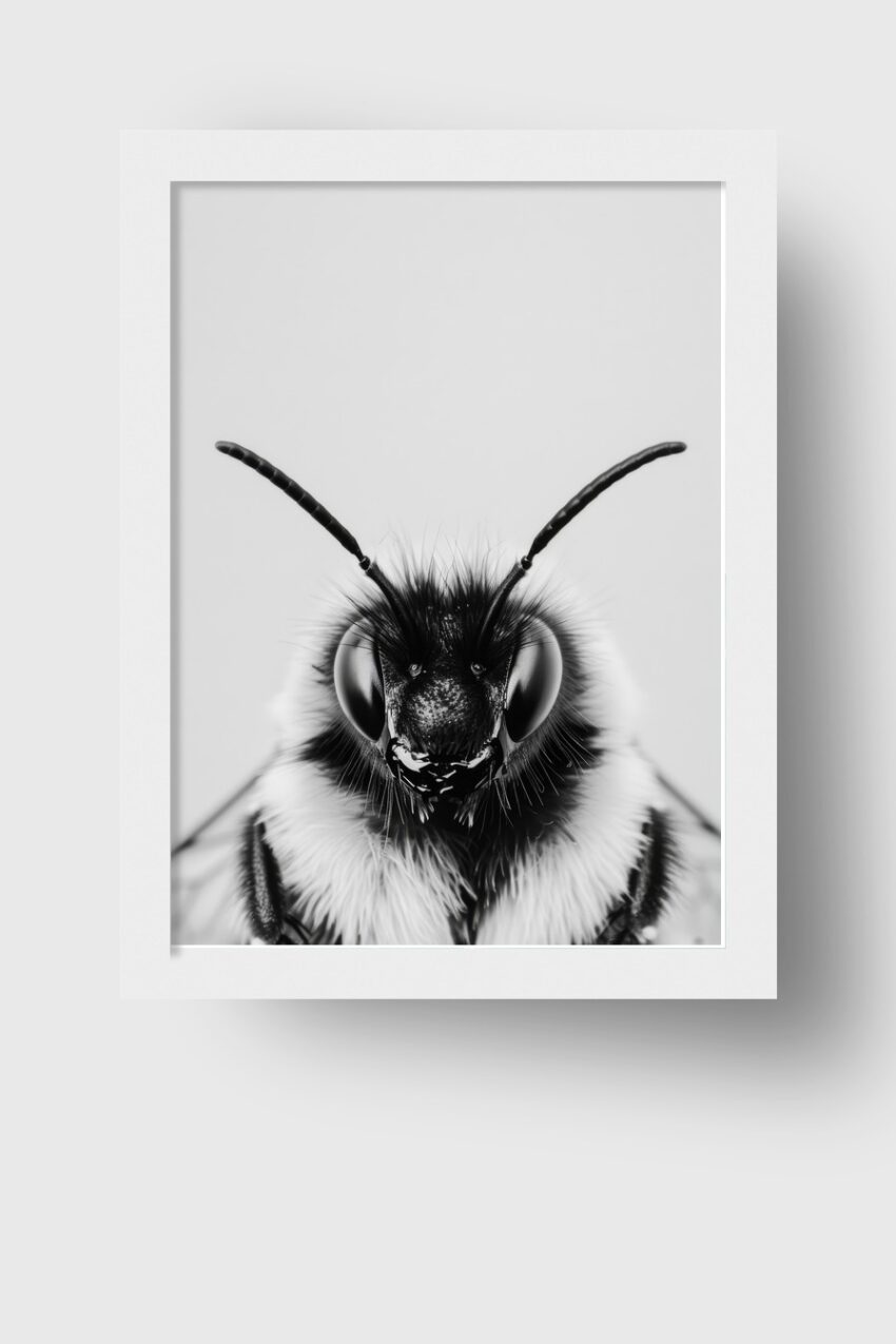 Fotografie Poster Hummel frontal schwarz-weiß minimalistisch