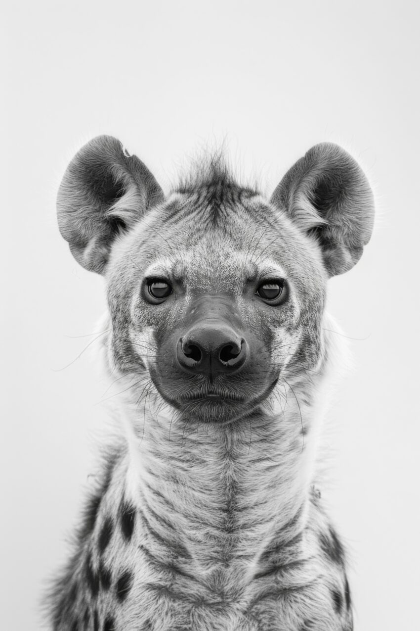 Fotografie Poster Hyäne Porträt schwarz-weiß klar