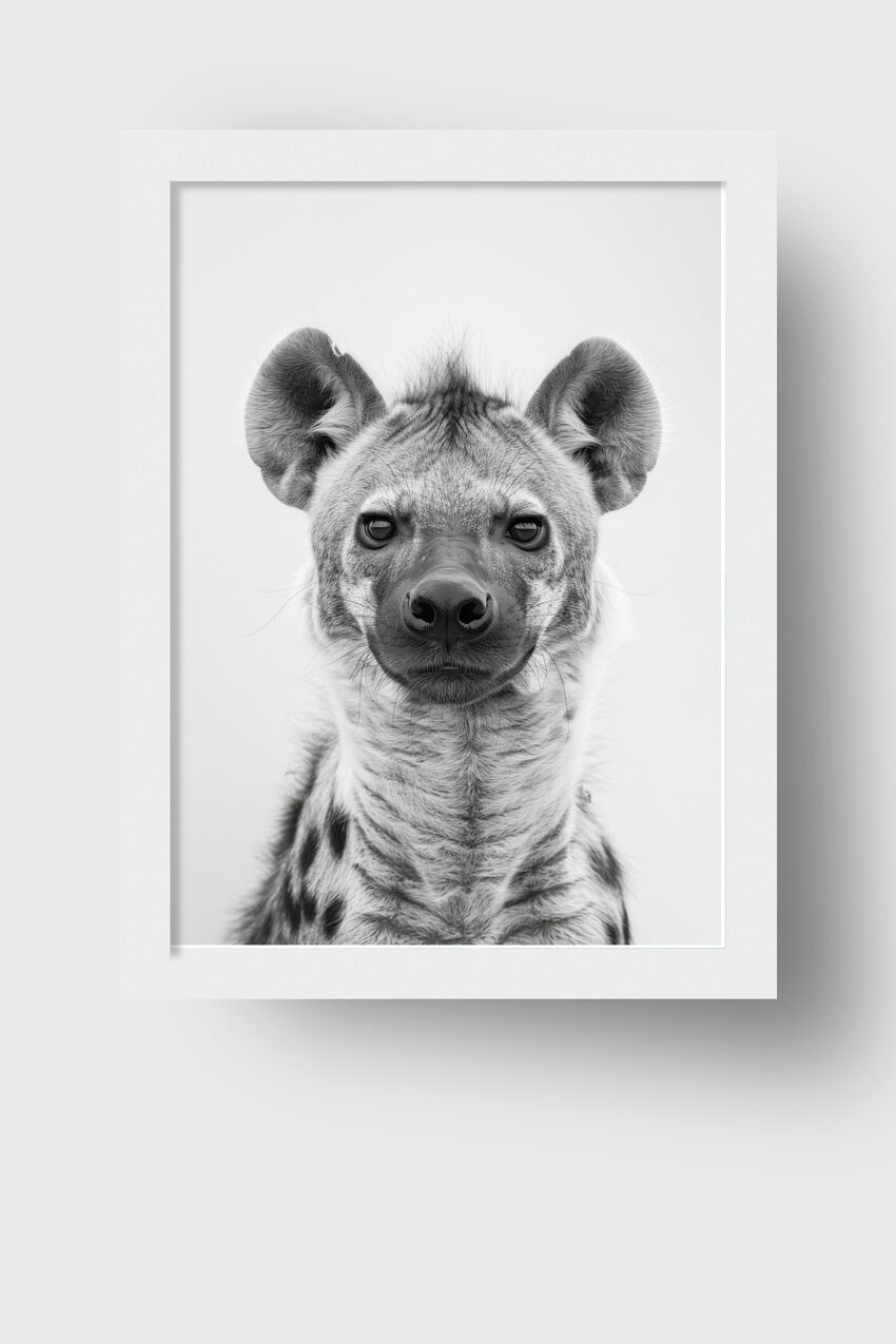 Fotografie Poster Hyäne Porträt schwarz-weiß klar