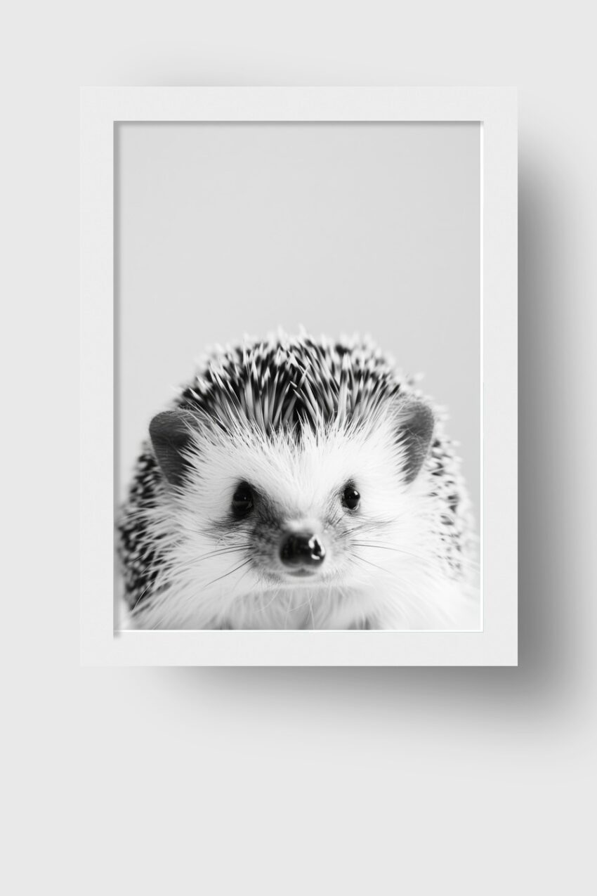 Fotografie Poster Igel schwarz-weiß Nahaufnahme Stacheln